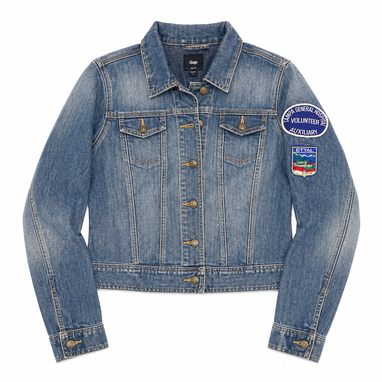 Gap Blue denim jacket with Vintage patches