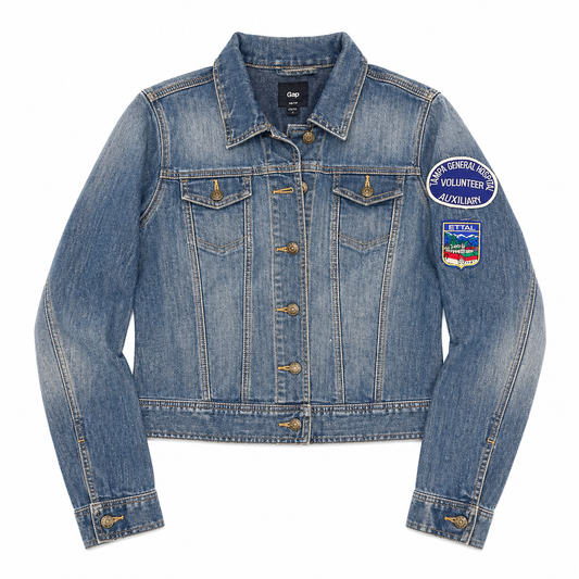Gap Blue denim jacket with Vintage patches