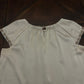 Carolina Herrera Ivory Charmeuse Jewel-Neck Cap-Sleeve Blouse with Beading on Sleeves