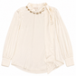 J. Crew Collection Ivory Long-Sleeve Side-Tie Charmeuse Blouse with Beading on Collar