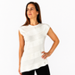 Carolina Herrera Ivory Sleeveless Jewel Sweater with Assymetrical Hemn