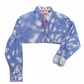 Sugar Cropped Blue Gem Print Button-Up Shirt