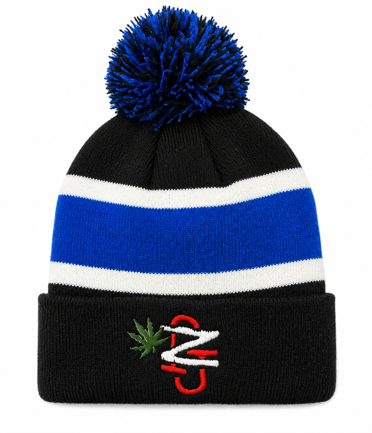 Apollo Stripe Knit Hat with Patch and Pin