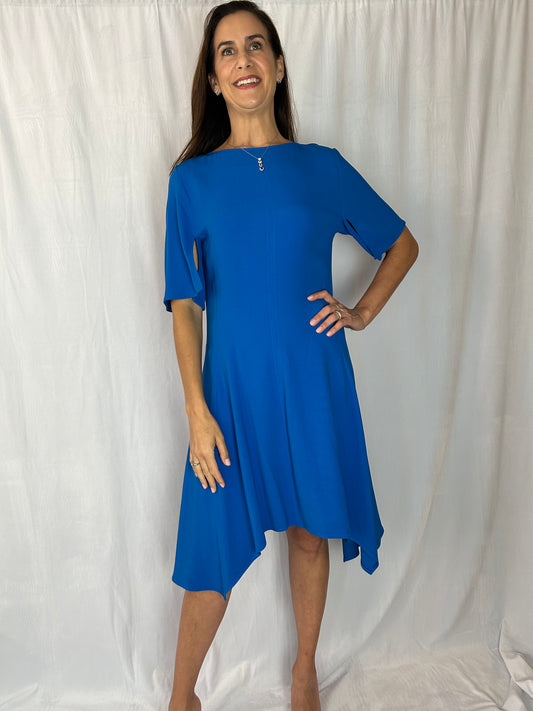 Stella McCartney Elbow-Sleeve Dress with Assymetrical Hemn