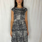 Carolina Herrera Black & White Printed Cap-Sleeve Dress