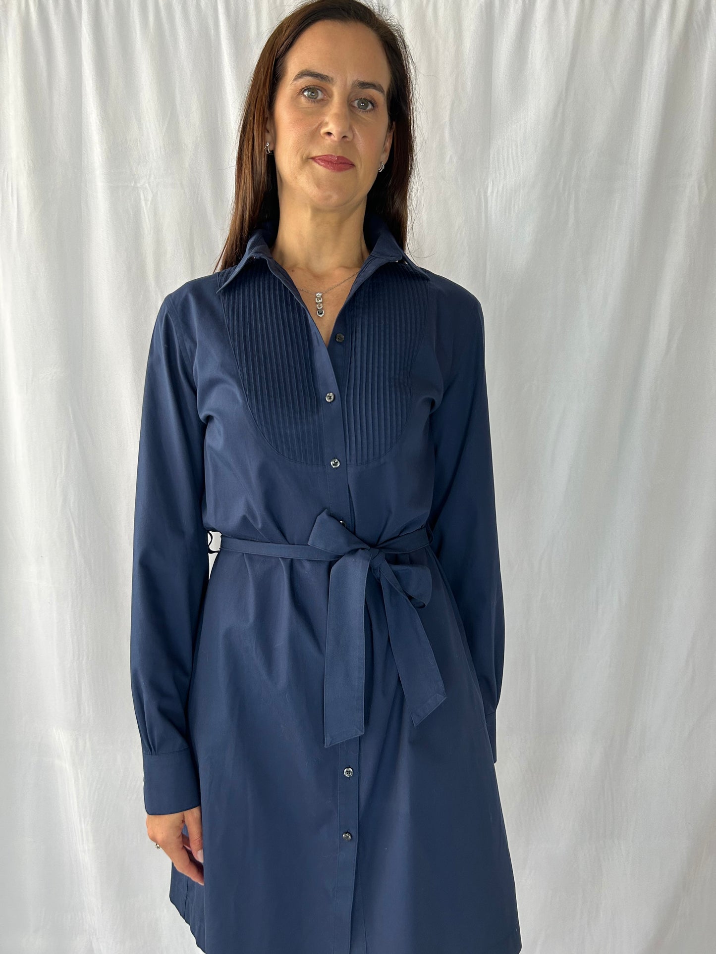 Brooks Brothers Navy Long-Sleeve Shirtdress