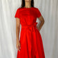 Weill Red Short-Sleeve Tie-Front Dress