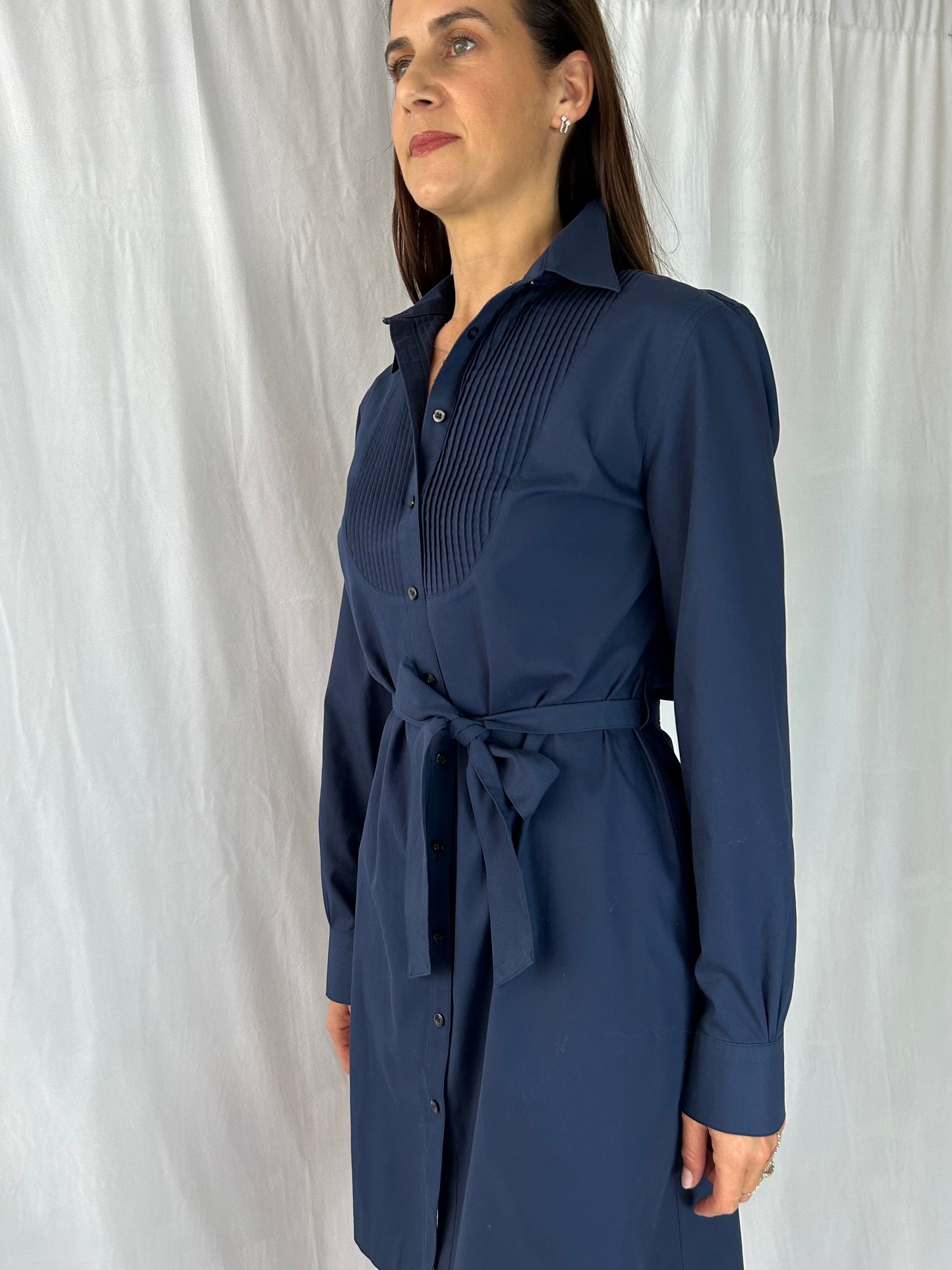 Brooks Brothers Navy Long-Sleeve Shirtdress