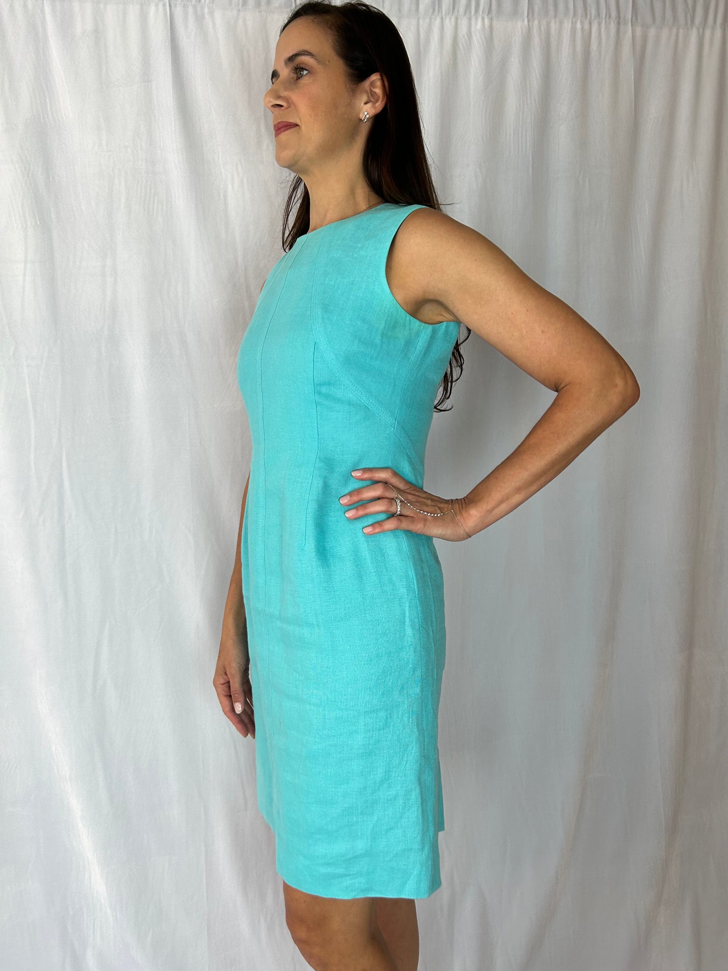 Talbots Sleeveless Teal Sculpted Dress