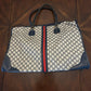 Gucci Navy Oversized Tote with Stripe