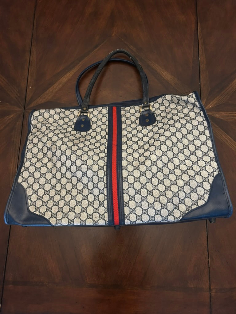 Gucci Navy Oversized Tote with Stripe