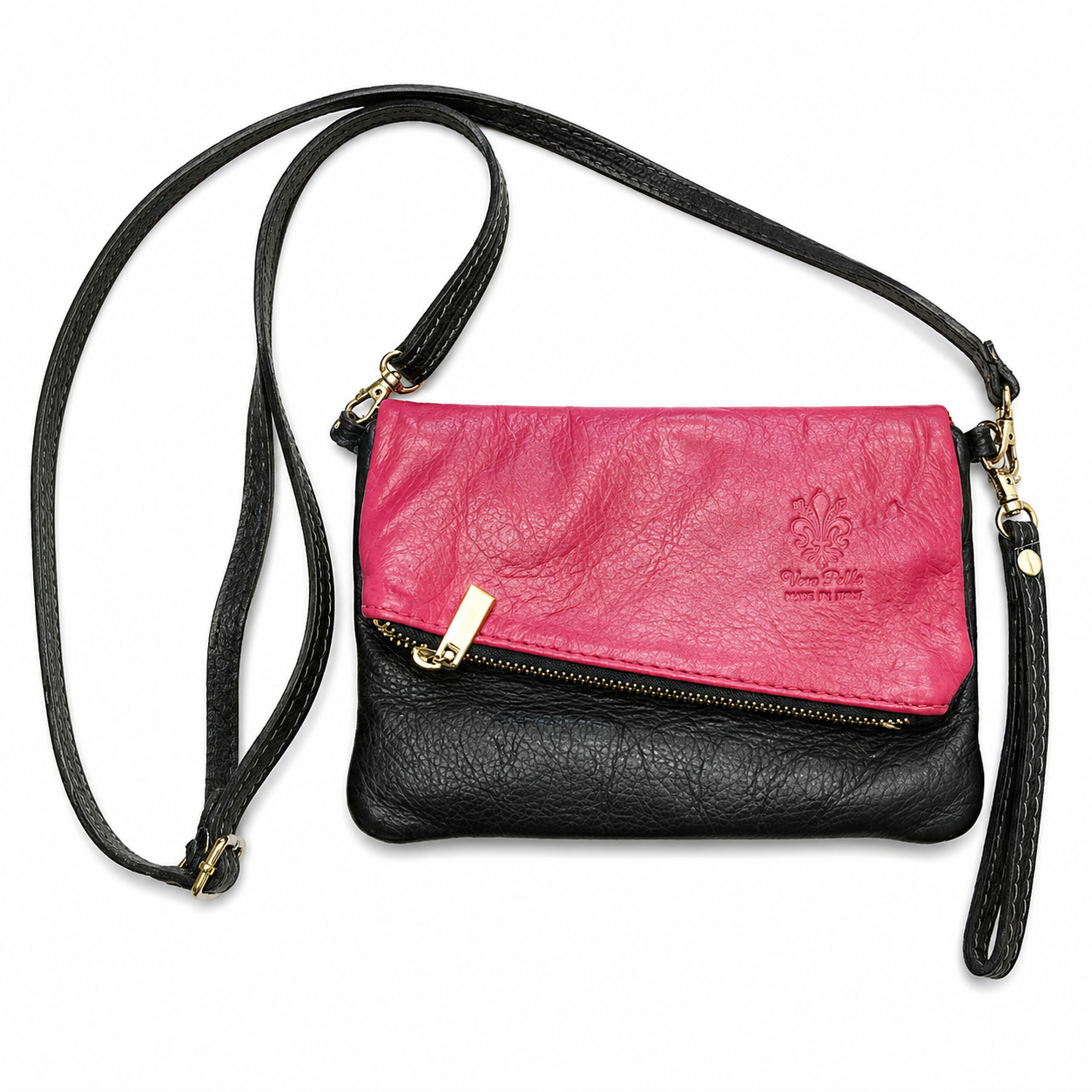 Vera Pelle Red Black Handpainted Two-Tone Minibag