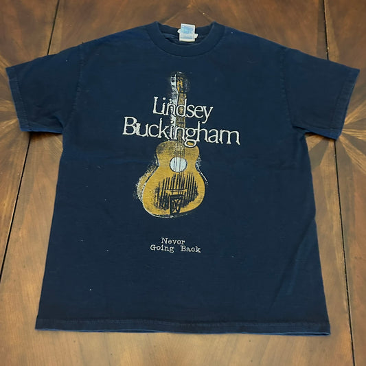 Lindsey Buckingham Graphic Tee with "Never Going Back" Embroidery