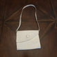 Ivory Leather Vintage Asymmetrical Flap Shoulder Bag