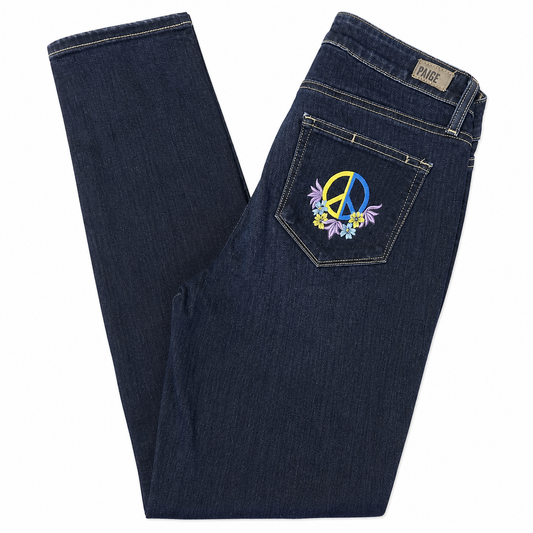 UKRAINE Hand-Painted PAIGE Blue Jeans