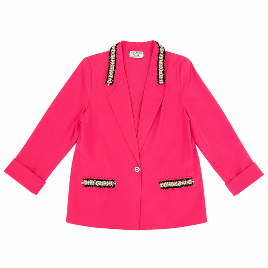 Koret Petite Hot Pink Blazer with Pearl Trims