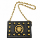 Vintage Black Leather Handbag with Gold Hardware