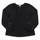 Kate Spade Navy Long-Sleeve Jewel-Neck Blouse with Pearl Sleeves