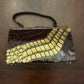 Mayer Brown Croc Skin Framed Bag with Hand-painted Metallic Art