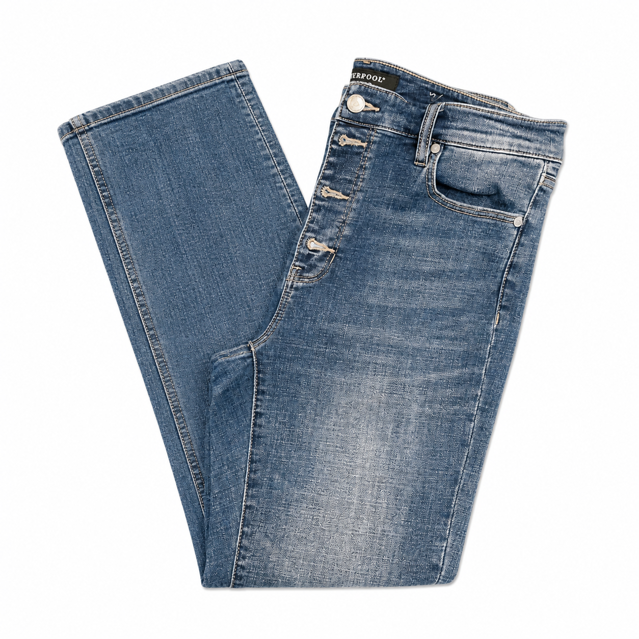 LIVERPOOL 5 Low-Rise Skinny Distressed Blue Jeans