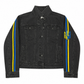 UKRAINE Black Denim Jacket with Country Color Sleeve Stripes