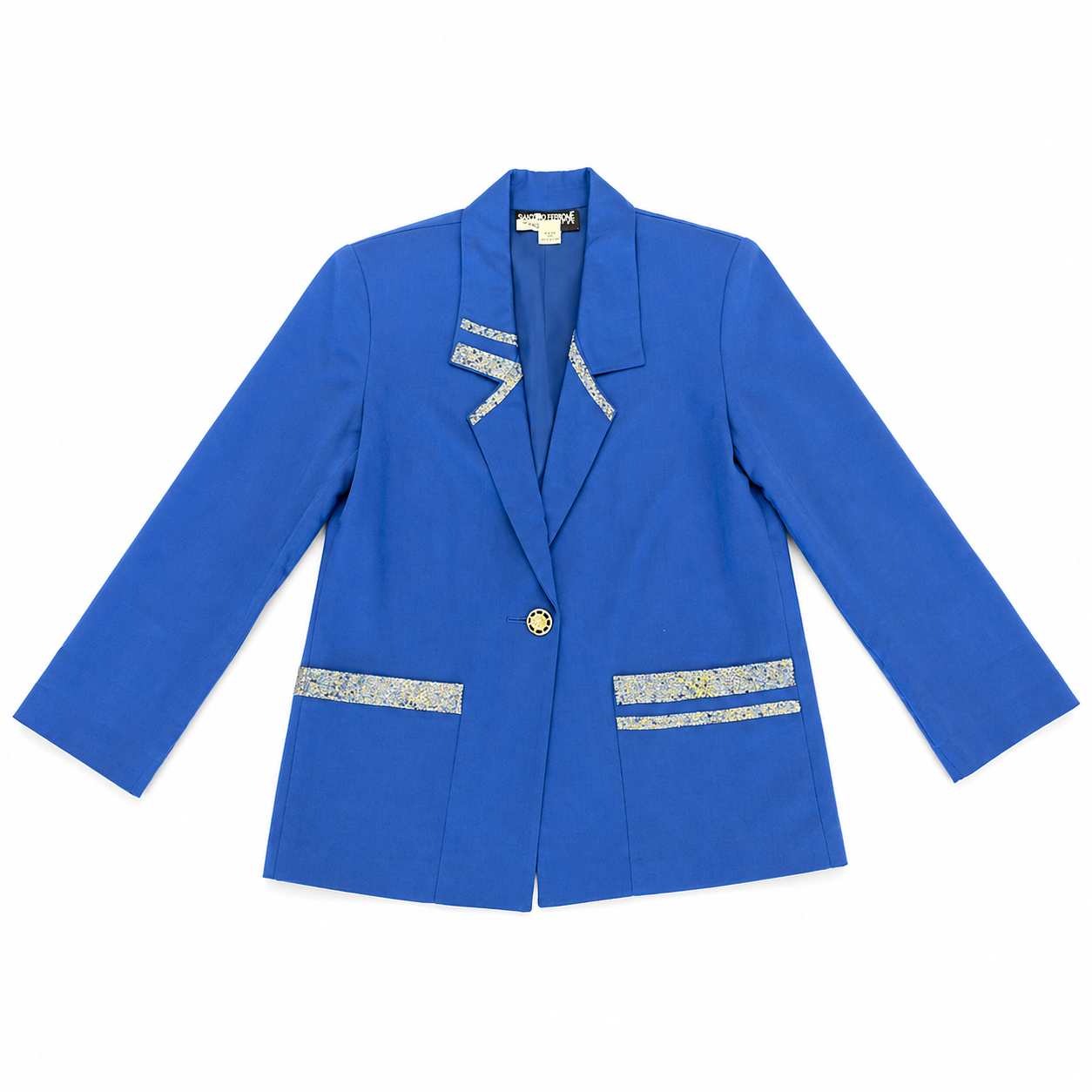 Sag Harbor Petite Royal Blue Single-Breasted Notch Blazer with Sparkle Trim