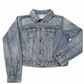 Denim Jacket with Faux-Pearl Sleeves