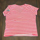 Pink and White Striped Polo Ralph Lauren T-Shirt with Vintage Patch