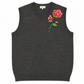 Turnberry Grey V-Neck Vest with Rose Appliqué