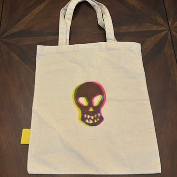 Jean-Michel Basquiat Canvas Tote with Handpainted Skull Stencil