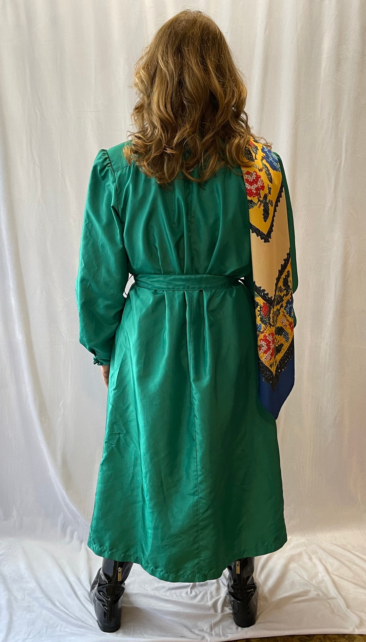 Gallery Petite Kelly Green Nylon Trench Coat