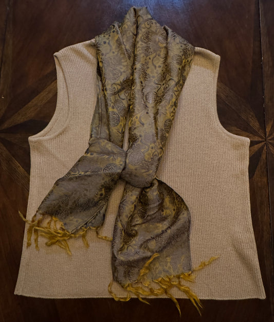St. John Sport Sleeveless Mock Camel Sweater with Attached Scarf