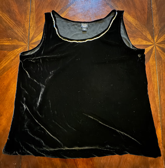 Eileen Fisher Velvet Tank Top with Rhinestone Neckline