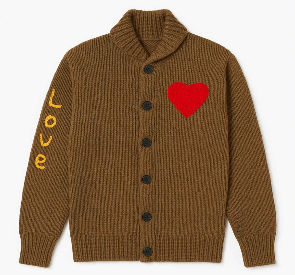 Louis Vuitton Vintage Long-Sleeve Cardigan with Crochet "LOVE" and Heart