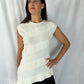 Carolina Herrera Ivory Sleeveless Jewel Sweater with Assymetrical Hemn