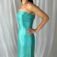 Max Mara Strapless Sculpted Aqua Dress