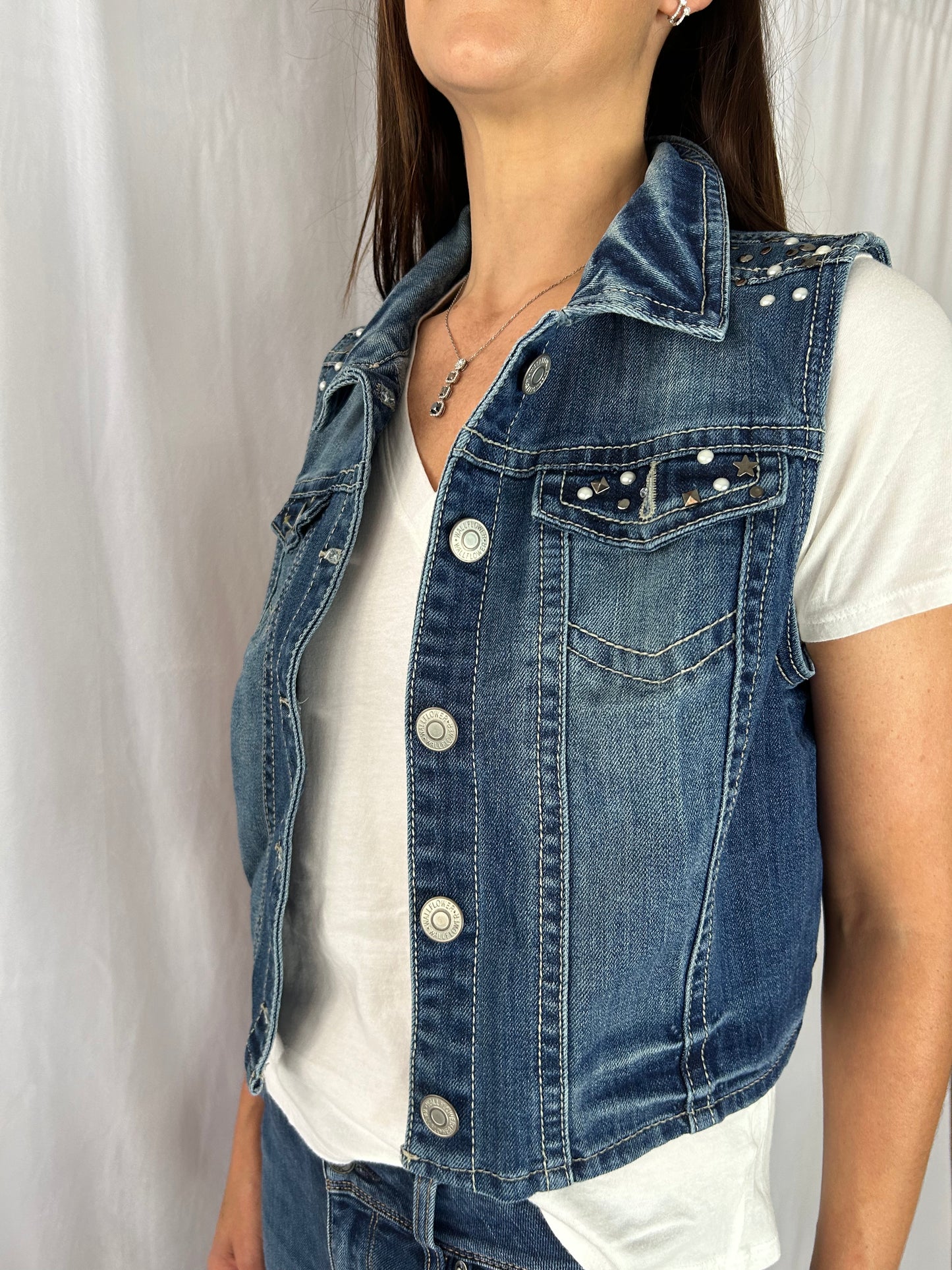 Denim Vest with Embroidered Ukraine Patch