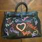 Hand-Painted Graffiti Art Leather Bag