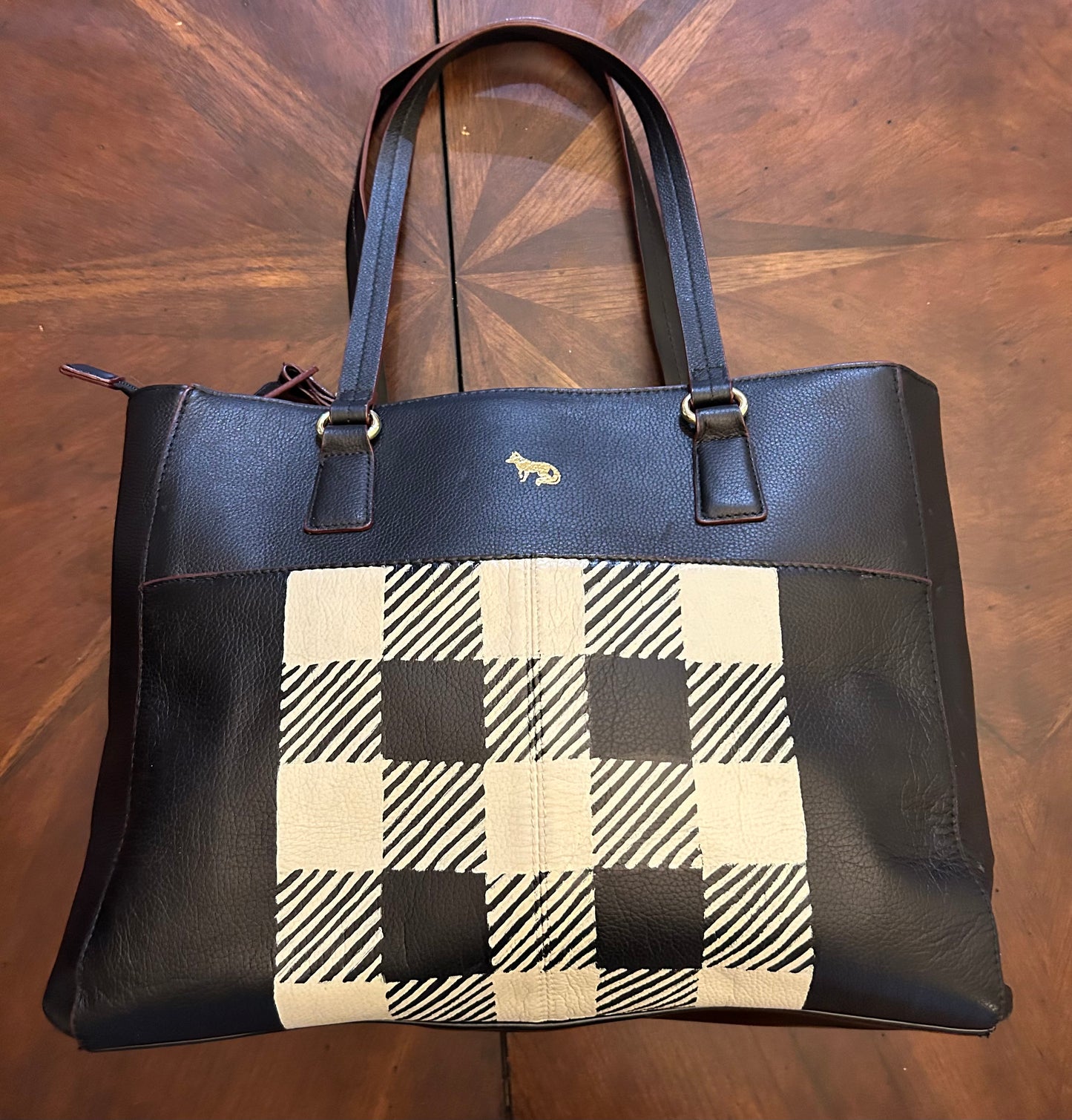 Hand-Painted Plaid Emma Fox Handbag