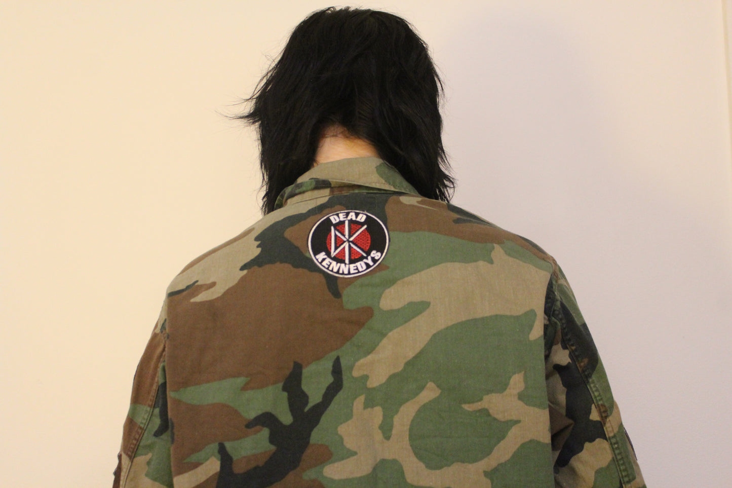 Camo Military Jacket with Vintage Band Patches