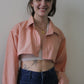 Stafford Cropped Orange & White Vertical Stripe Button-Up Shirt