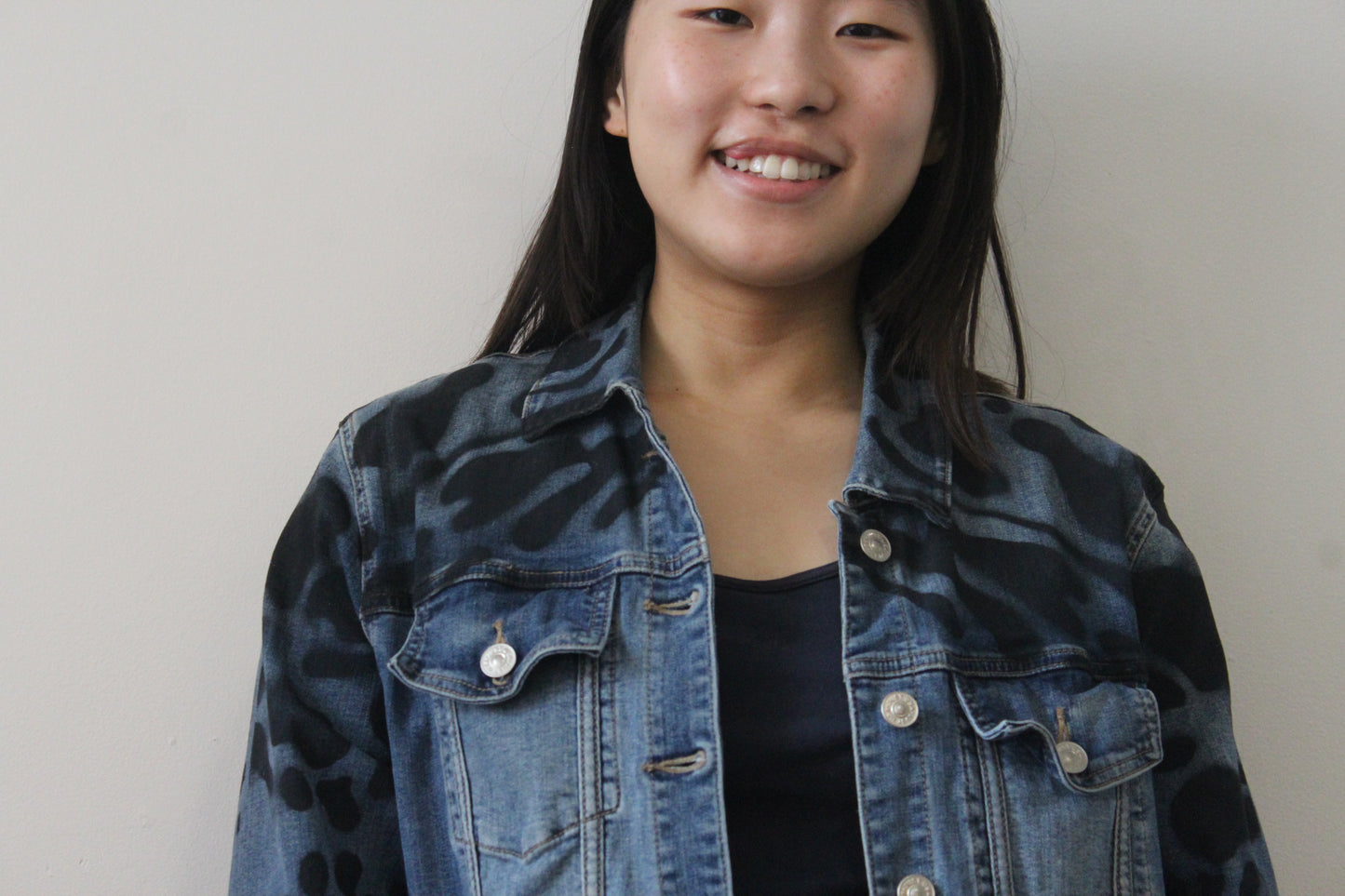 Denim Jacket with Hand-Painted Animal Design