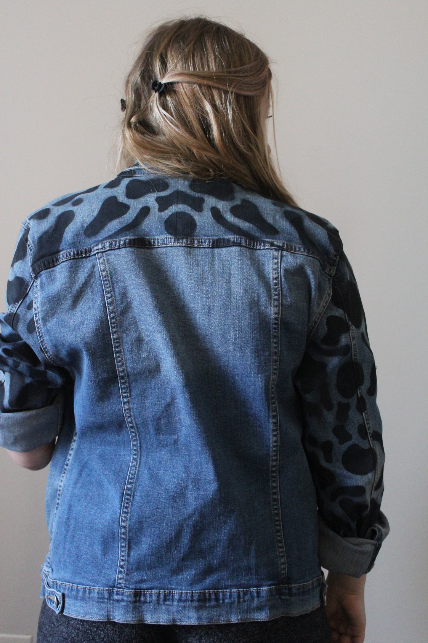 Denim Jacket with Hand-Painted Animal Design