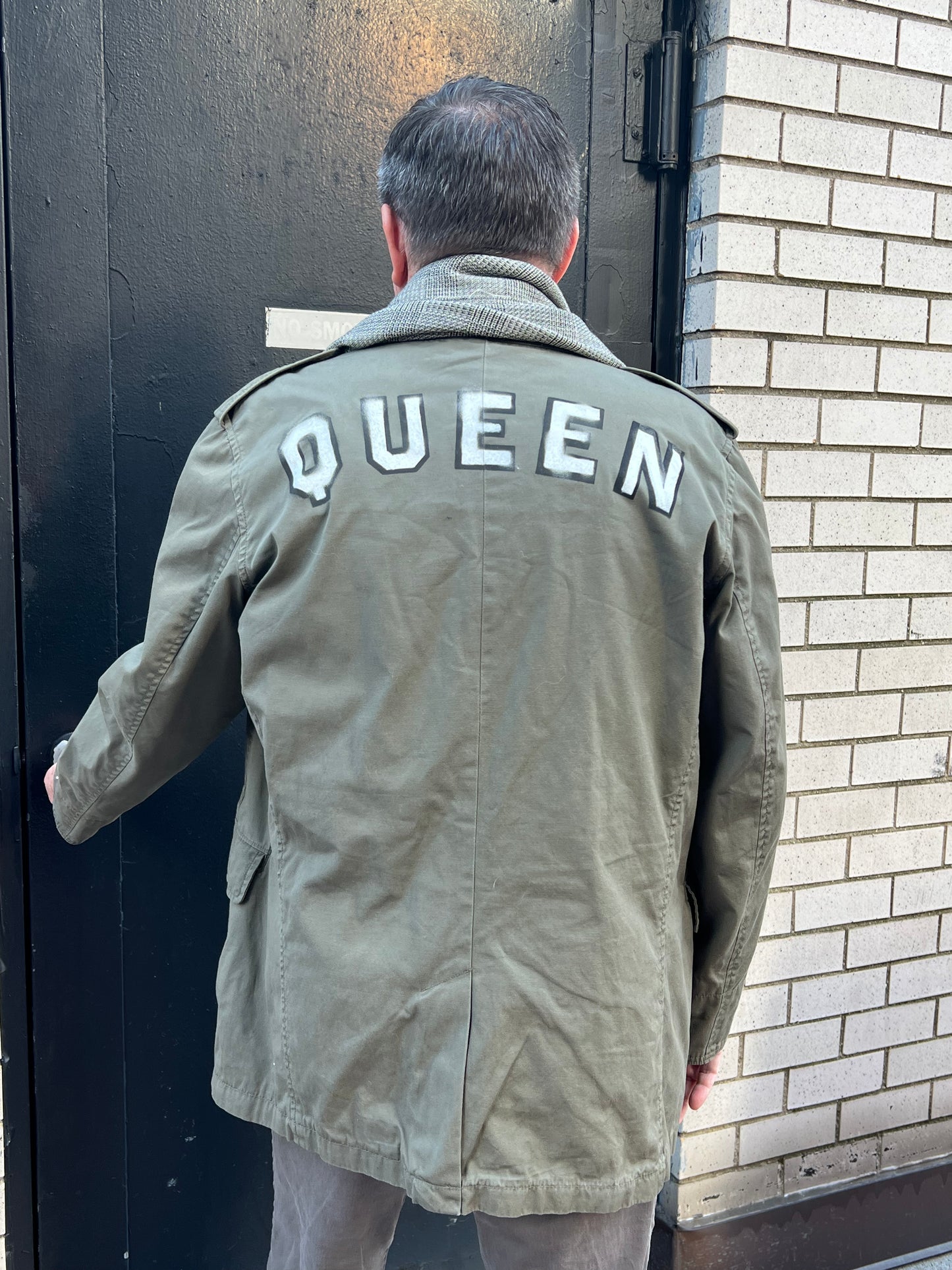 Gap Twill Jacket with Hand-Painted QUEEN Lettering on Back