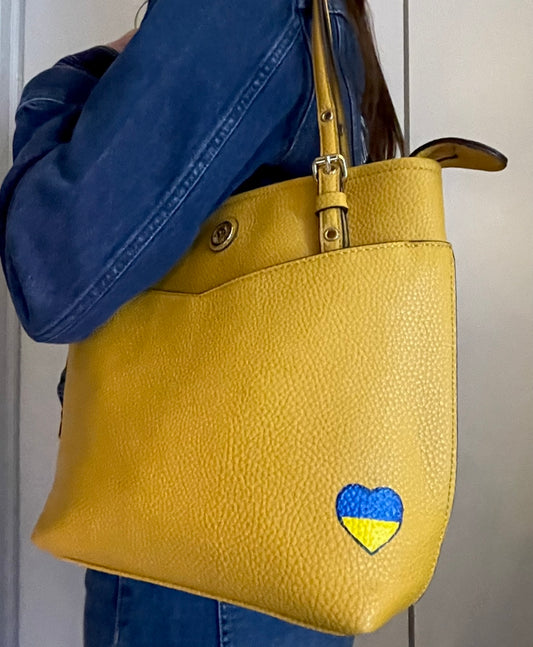 UKRAINE Painted Heart Leather Anne Klein Shoulder Bag
