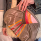 Hand-Painted Taupe Leather Bag with Stripes