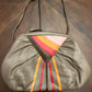 Hand-Painted Taupe Leather Bag with Stripes