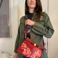 Hand-Painted Floral Shoulder Leather Bag with Bow