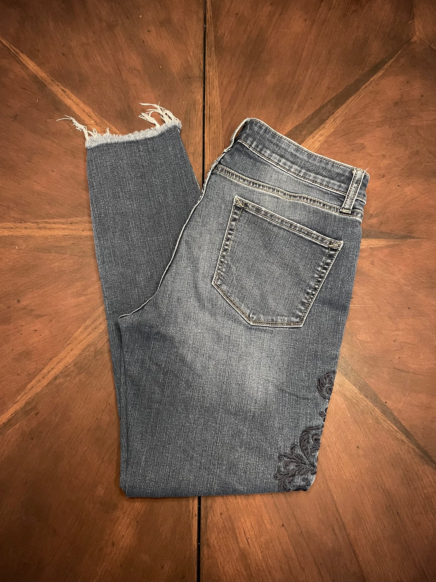 A.N.A Hi-Rise Bootcut Dark Blue Jeans with Flocking