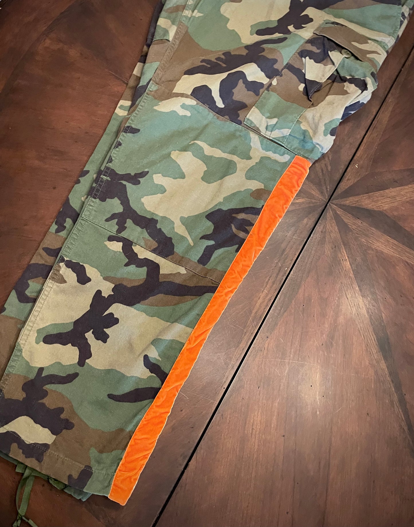 Military Authority Camo Pant with Orange Velvet  Side-Trim